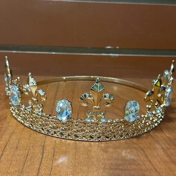 Gold Tiara with Crystal Accents - Picture 6 of 7